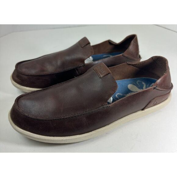 Olukai Nalukai Slip On Shoes Brown Leather Loafer Fold Down Heel Men\'s Size 8.5 main image 7